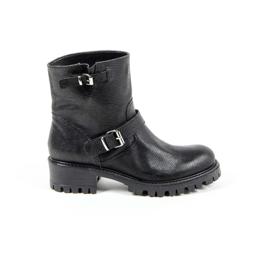 V 1969 Italia Womens Short Boot B1441 VITELLO STAMPATO NERO