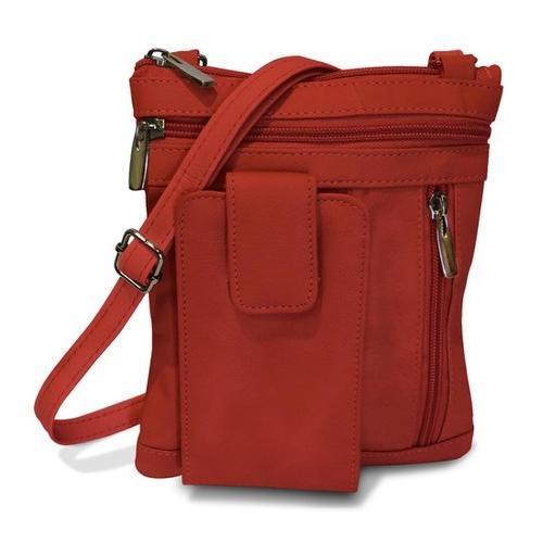 On The Go AFONiE Genuine Leather Messenger Bag-Red Color