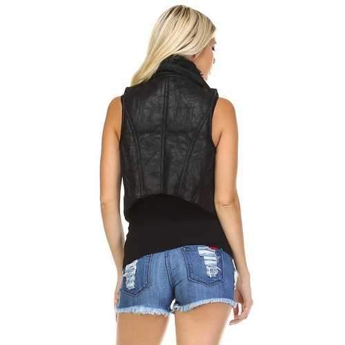 Women's Faux Fur Lined Moto Vest