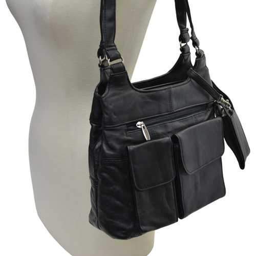 Large 2 Compartments Leather Shoulder Bag