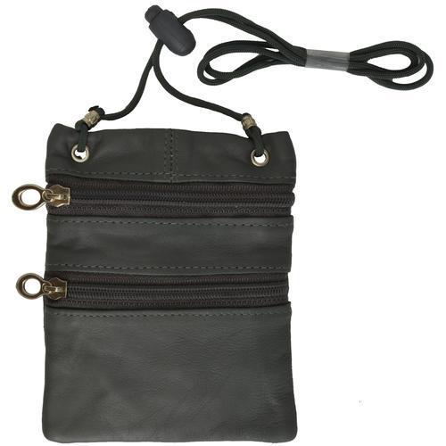 Small Soft Leather Cross Body Purse-Grey Color