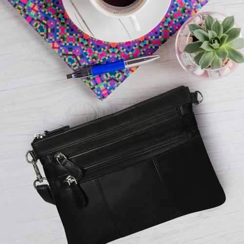 Small Glazed Leather Crossbody Bag & Night Clutch