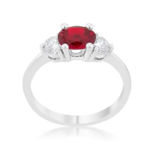 Miranna 1.2ct Garnet CZ Rhodium Classic Oval Ring