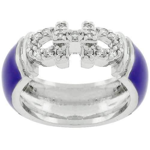 Purple Enamel Cubic Zirconia Ring