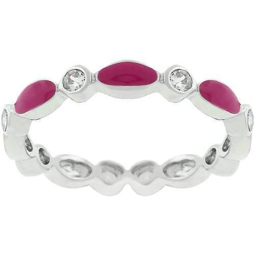 Fuchsia Link Enamel Stacker Ring