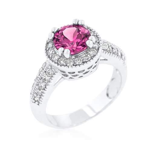 Fuchsia Halo Engagement Ring