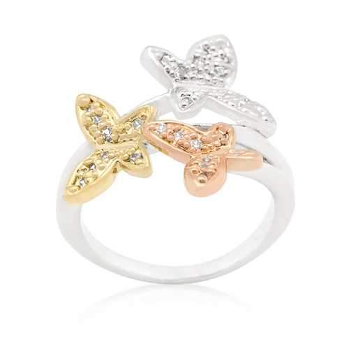 Triple Butterfly Cubic Zirconia Ring