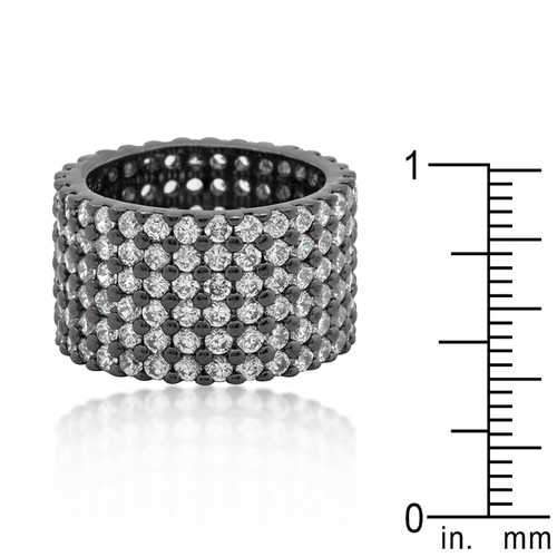 Hematite Wide Pave Cubic Zirconia Ring