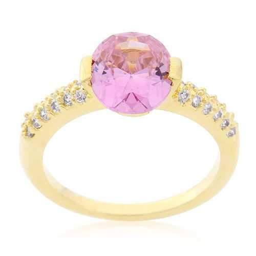 Pink Oval Cubic Zirconia Engagement Ring