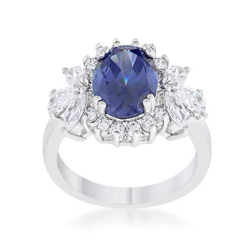 Krizia 4.2ct Tanzanite CZ Rhodium Classic Ring