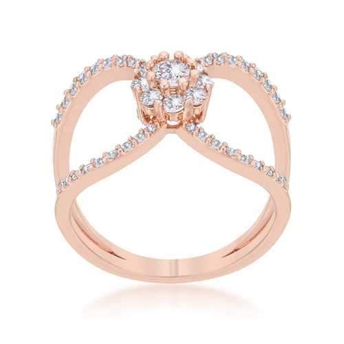 Joyce 0.4ct CZ Rose Gold Delicate Floral Wrap Ring