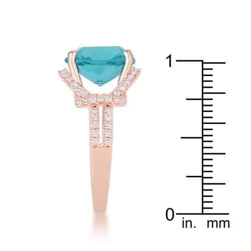 Charlene 6.2ct Aqua CZ Rose Gold Classic Statement Ring