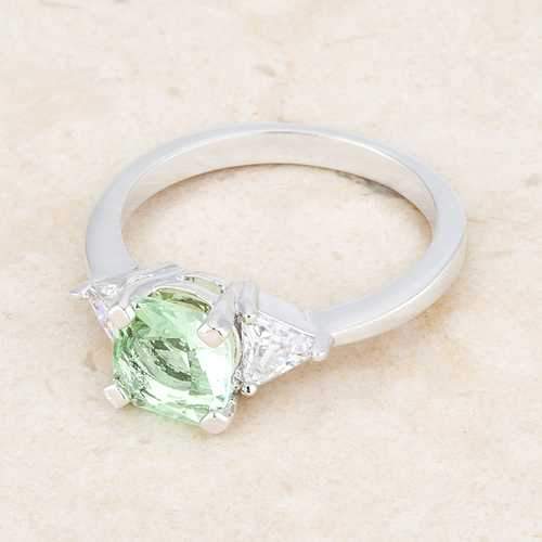 Shonda 1.8ct Peridot CZ Rhodium Cushion Classic Statement Ring