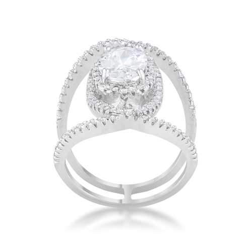 Maura 2.4ct CZ Rhodium Contemporary Cocktail Ring