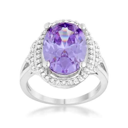 Melanie 5.95ct Amethyst CZ Rhodium Cocktail Ring