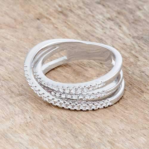 Lynn 0.25ct CZ Rhodium Twisted Trio Band Ring