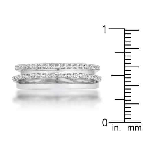 Laurie 0.2ct CZ Rhodium Contemporary Trio Band Ring