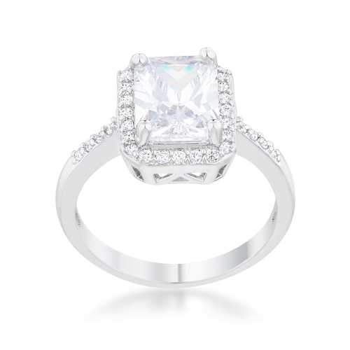 Ariana 2.95ct CZ Rhodium Classic Ring