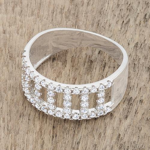 Rey 0.5ct CZ Rhodium Contemporary Band Ring