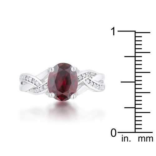 Justine 2ct Garnet CZ Rhodium Classic Oval Ring