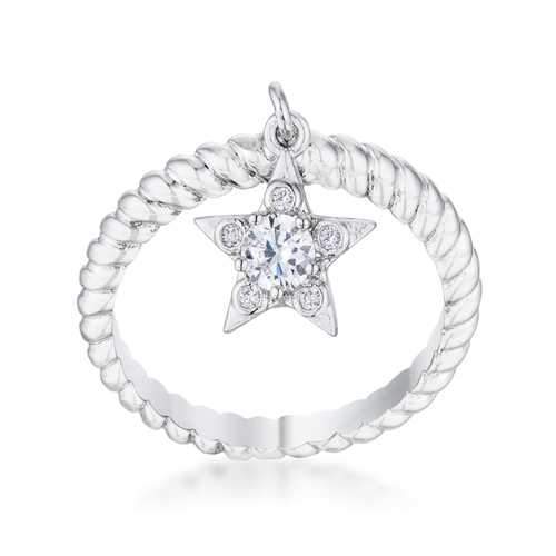 Cubic Zirconia Star Charm Fashion Ring