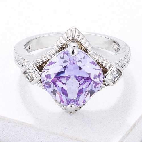 Modern Edgy Lavender CZ Cocktail Ring