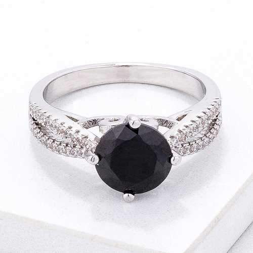 Delicate Pave Shoulder Black CZ Ring