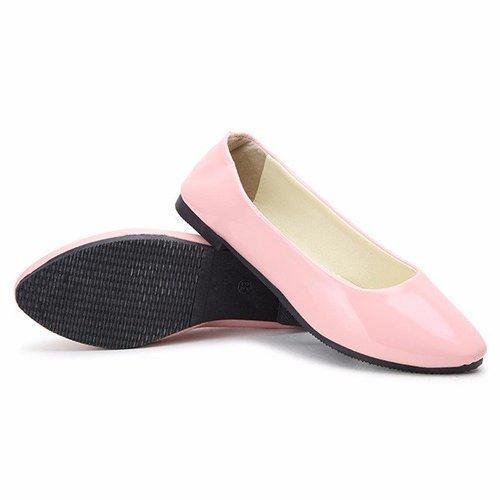 Candy Color Patent Leather Pointed Toe Slip On Flat Ballet Shoes