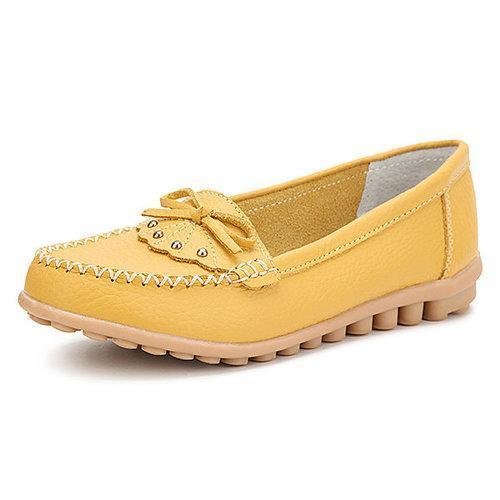 Fashion Leather Butterfly Knot Flat Casual Shoes