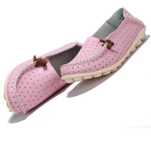 Big Size Hollow Out Breathable Soft Sole Slip On Flat Loafers