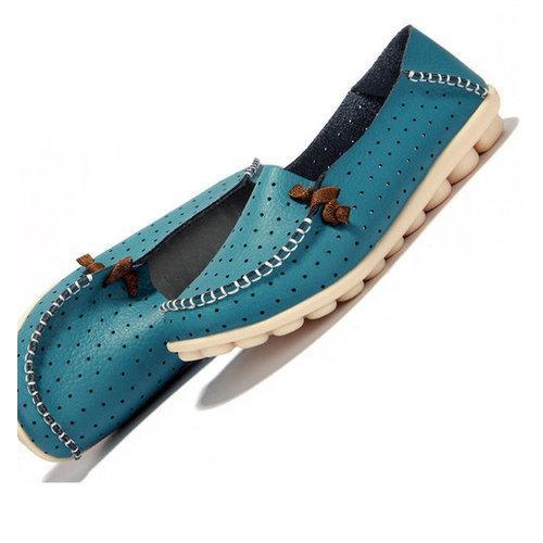 Big Size Hollow Out Breathable Soft Sole Slip On Flat Loafers