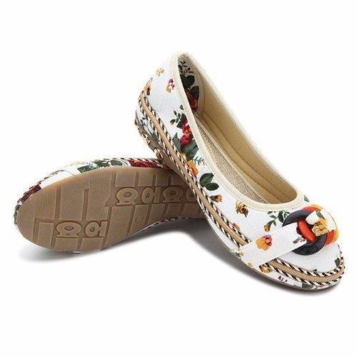 Bowknot Button Flower Small Wooden Decoration Slip On Flat Loafers