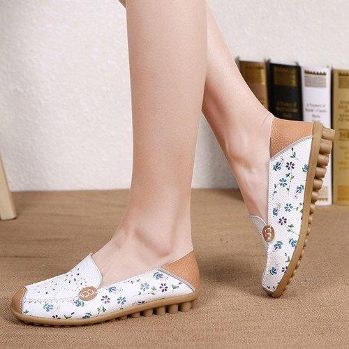 Floral Print Hollow Out Flats