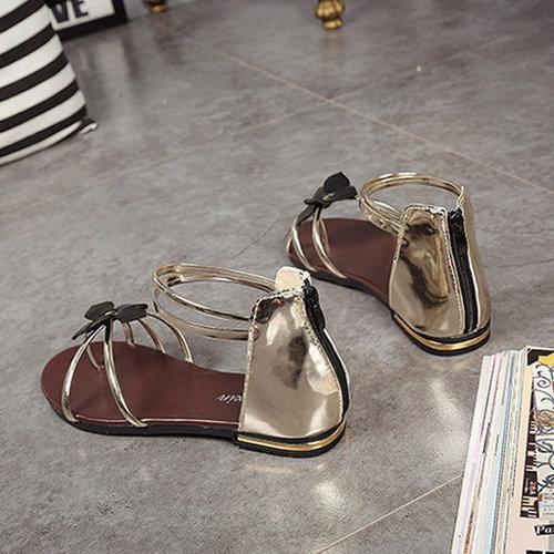 Floral Strappy Hollow Out Clip Toe Korean Style Flat Sandals Flip Flops