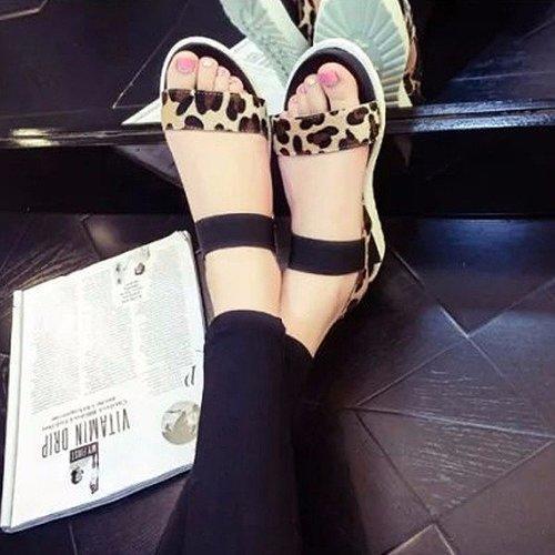 Pure Color Peep Toe Color Match Slip On Elastice Flat Sandals