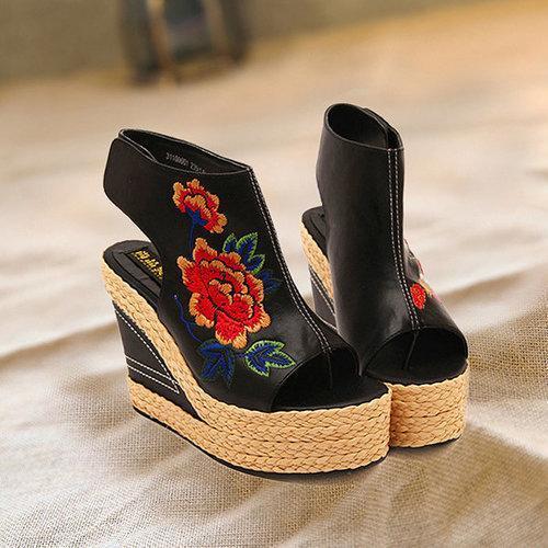 Flower Embroidery Sandals