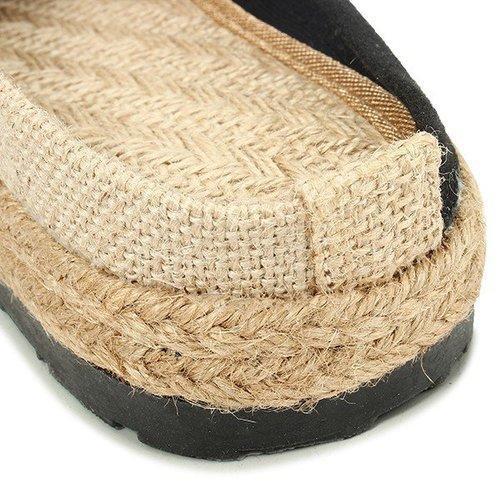 Theatrical Mask Flax National Wind Open Heel Slip On Flat Loafers