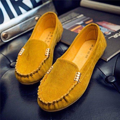 Suede Metal Slip On Pure Color Flat Casual Moccasin