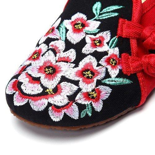 Flower Chineseknot Flat Casual Embroidery Retro Vintage Shoes