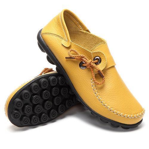 Big Size Leather Lace Up Loafers Flat Casual Shoes For Women