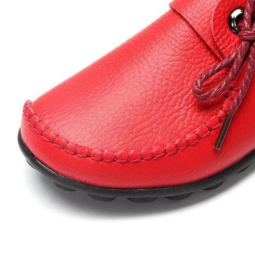 Big Size Leather Lace Up Loafers Flat Casual Shoes For Women