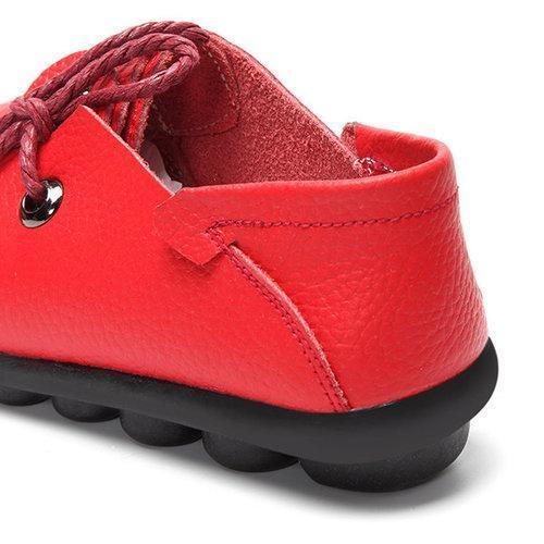 Big Size Leather Lace Up Loafers Flat Casual Shoes For Women