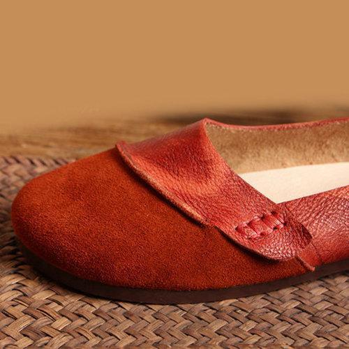 Socofy Genuine Leather Vintage Comfortable Soft Flat Shoes