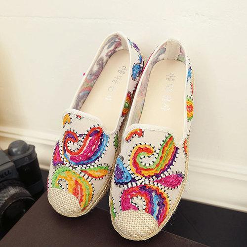 Colorful Mesh Breathable Casual Slip On Flat Pattern Loafers