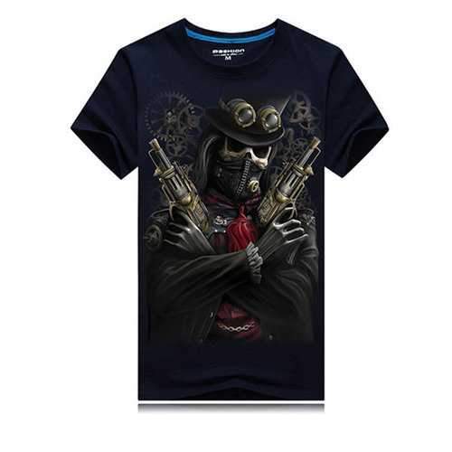 Mens Plus Size Casual 3D Priate Printing T-shirt Personality Short Tees