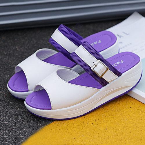 Buckle Fish Mouth Rocker Sole Shake Sandals