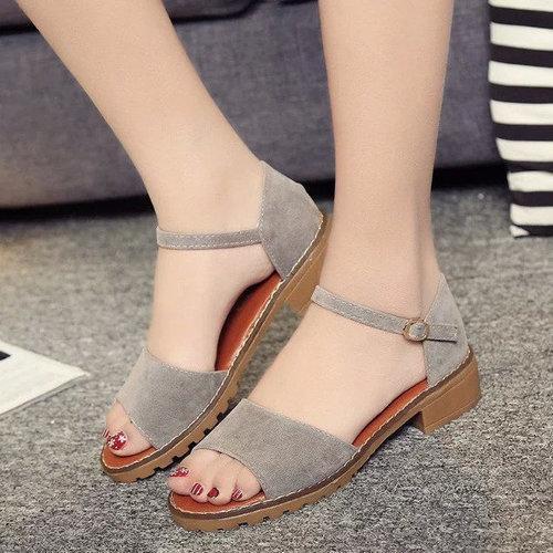 Peep Toe Buckle Square Heel Sandals For Women