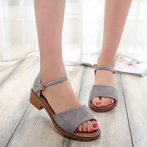 Peep Toe Buckle Square Heel Sandals For Women