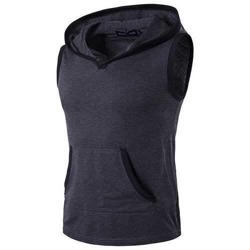 Mens Fashion Summer Sleeveless Vest Hooded Sport Cotton Tank Tops