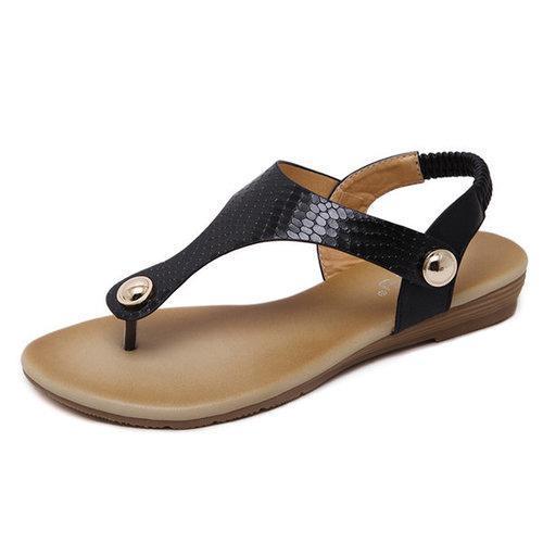 Metal Decoration Comfortable Soft Sole Flat Casual Sandals For Women